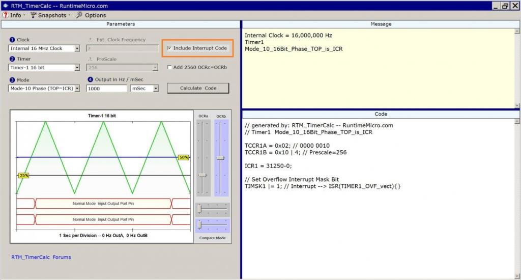 Proper setup for 1000 millisecond Arduino Timed Interrupt. Proper setup for 1000 millisecond Arduino Timed Interrupt.